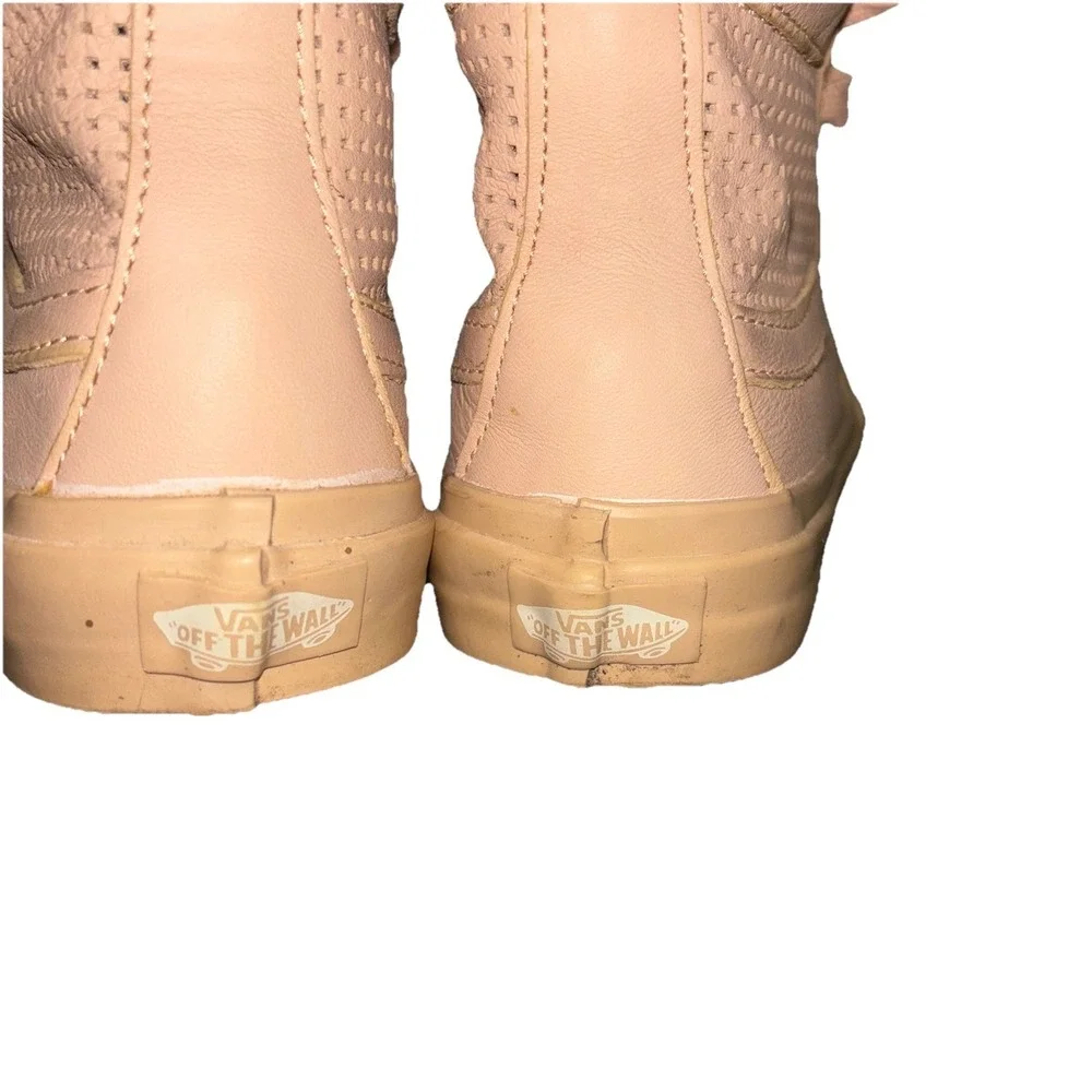 Vans Sk8 HI Leather Sneakers W7 M5.5 Peach Slim Cutout Skate Streetwear‎ Hip Hop